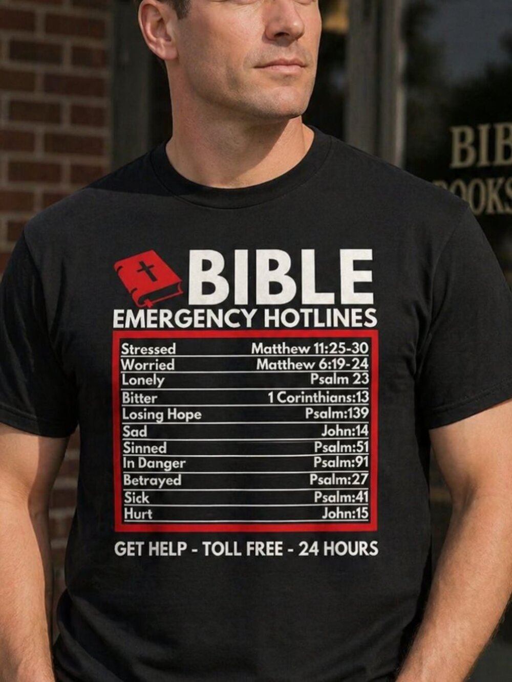 NWT! Mens  2XL XXL Black Cotton Christian Bible Verses T-Shirt Mens Womens Tee